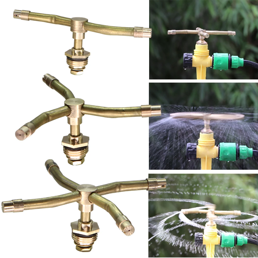 

Automatic Rotating Brass Sprinkler 1/2 Inch External Thread Interface 2/3/4 Arm Nozzle Lawn Landscape Garden Irrigation Sprayer