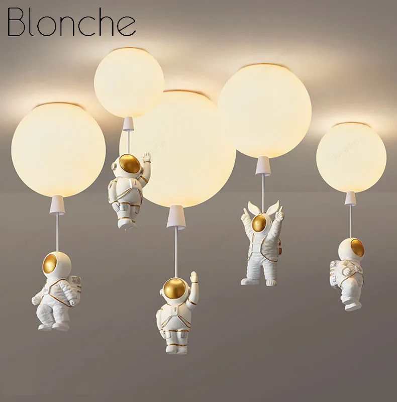 

Nordic LED Ceiling Lamp Cartoon Astronaut Balloon Ceiling Lights Children Boys Bedroom Creative Home Living Room Corridor Decor