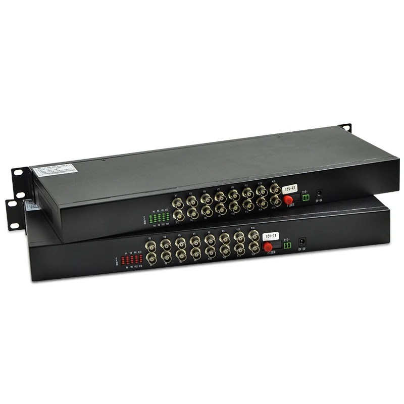 1 Pair 1U rack-mounted 16-channel pure video optical transceiver single-mode single-fiber 16-channel optical transceiver FC 20KM