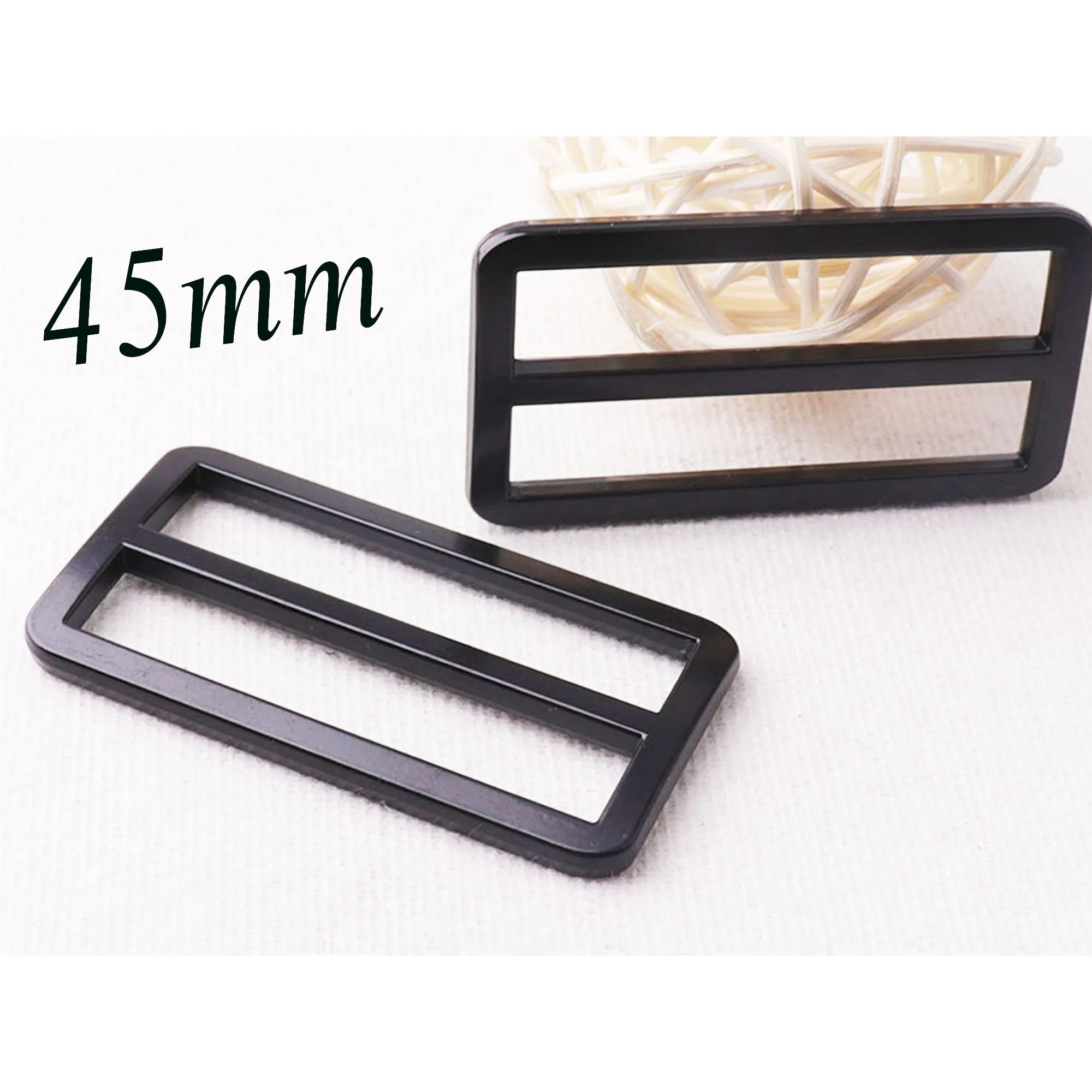 

6 PCS Black Slider Buckle Slide Adjustable webbing Purse Bag Handbag Clothes Strap Keeper 45mm Buckle high quality