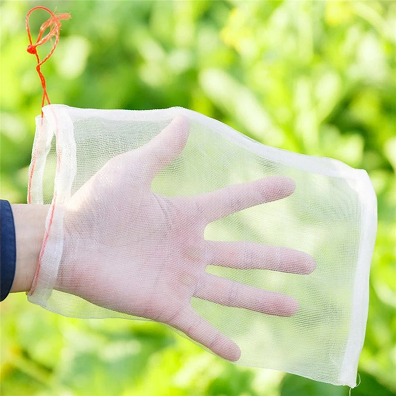 Bolsa de protección de frutas y verduras para plantas de jardín, bolsa de malla con cordón para pájaros, herramientas de Control de plagas para agricultura, 50 Uds.