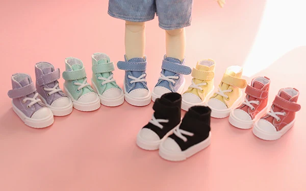 M1079 children handmade toy 1/6 1/4 1/3 Doll Accessories BJD/SD doll shoes candy color High top canvas shoes 1pcs