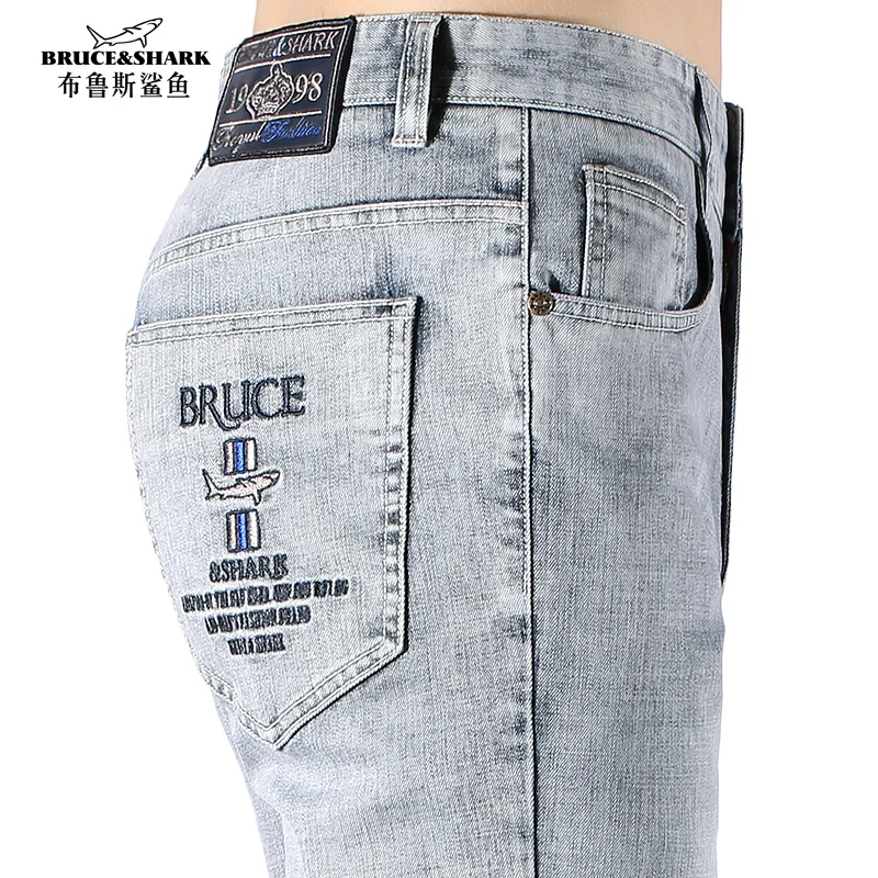 

New Winter Men's Jeans Stretch Fashion Casual Jeans Pants for Man Straight leg Loose Fit Korean Style Men Jeans Bruce shark