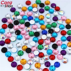 4mm,6mm Cristallo AB 3D Nail Art AB Strass FAI DA TE Non Hotfix Rotondo Flatback Pietre Acriliche Per Le Decorazioni Per Il Viso Indumento WC258