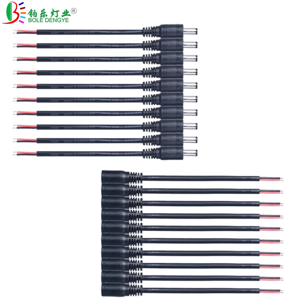 

5pcs 10pcs DC Male Female Extension Wire 2.1mm*5.5mm 15cm Black Jack Plug Connect Cable For Power Adapter LED Strip CCTV Camera