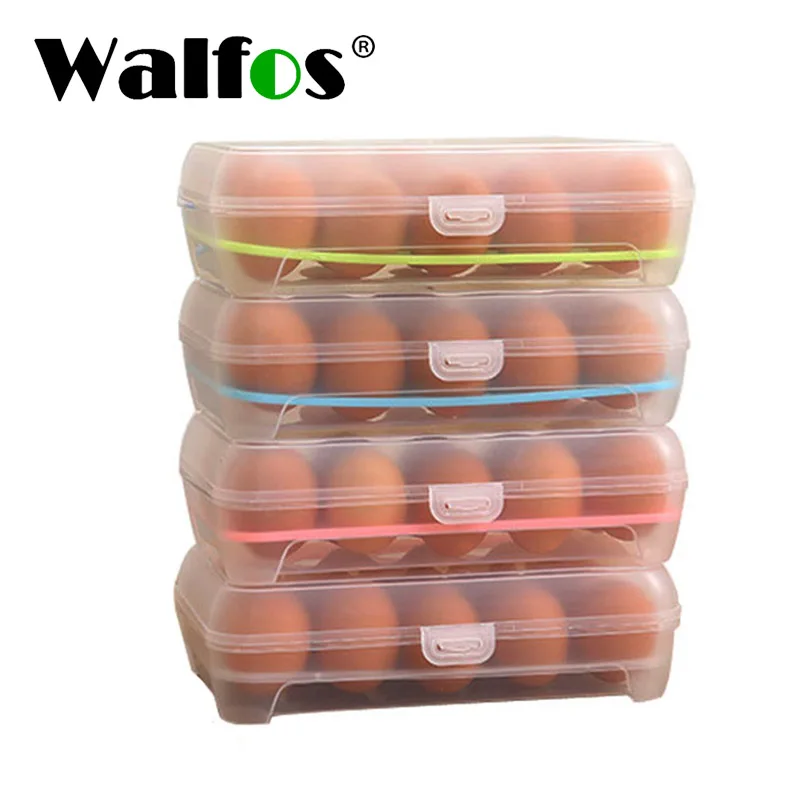 

WALFOS Plastic Egg Holder Tray Container Case Refrigerator Fresh Egg Storage Box Portable Egg Organizer Box Kitchen Accessories