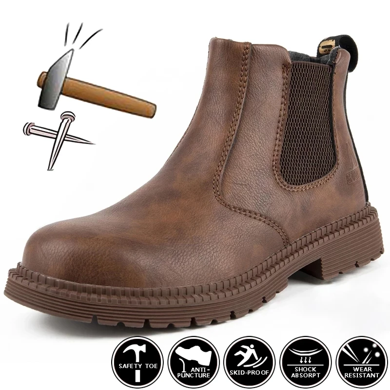 Wodoodporne buty robocze i ochronne Męskie buty skórzane Niezniszczalne męskie buty robocze Męskie buty zimowe Buty ochronne Męskie buty ze stalowym noskiem
