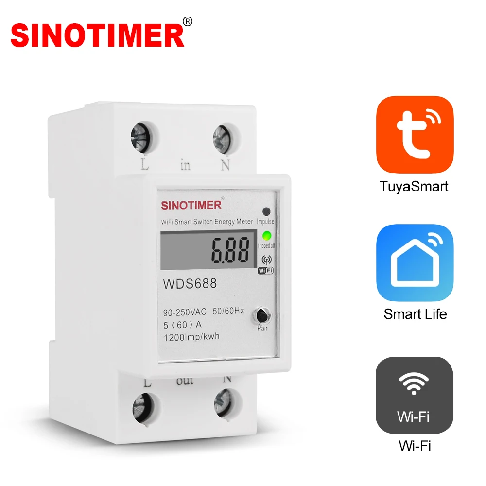 monitor de consumo de energia smart life app tuya monofasico trilho din wifi kwh wattmeter 220v 110v ca 01