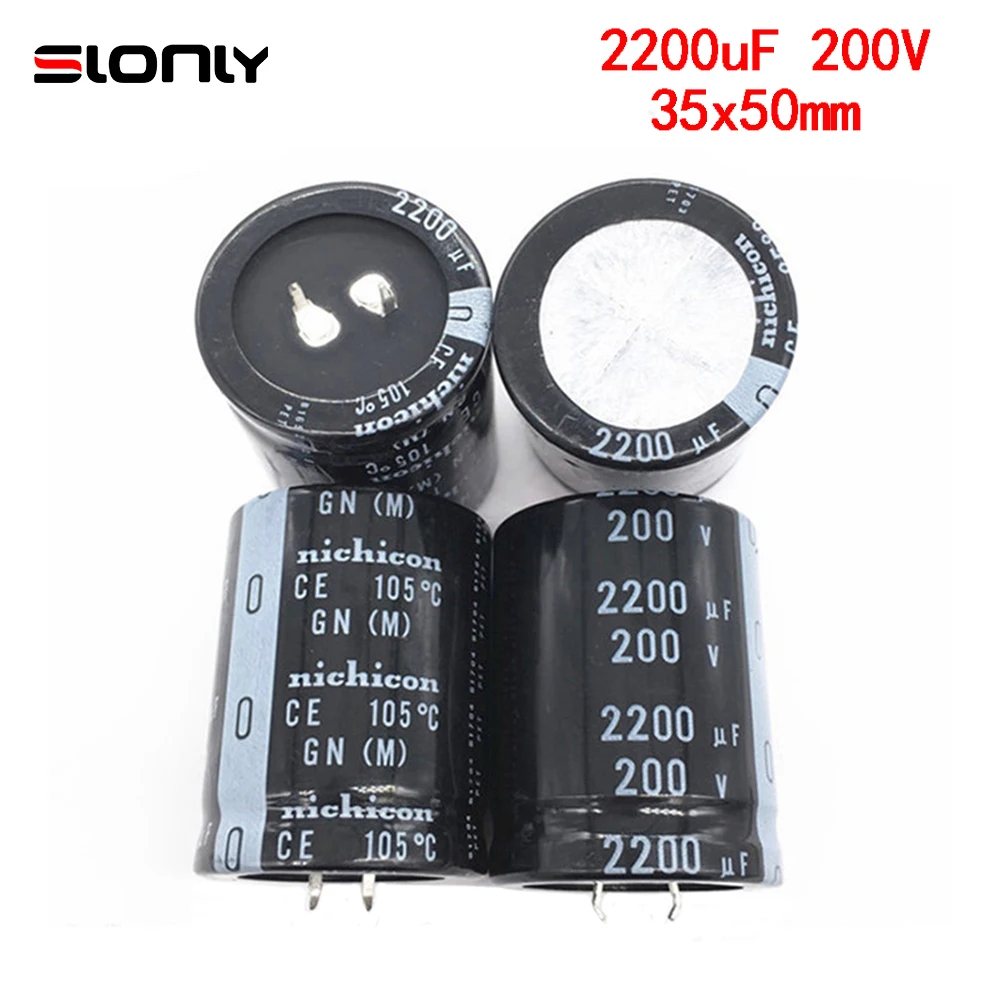 2pcs-14pcs 35X50mm 2200UF 200V 105° GN Horn Nichicon Capacitors Pitch 10mm 200V/2200UF 35*50mm for Amplifier Board