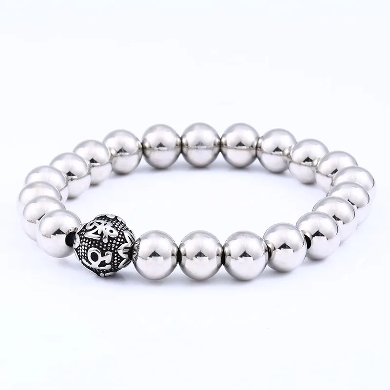 BEIER 316L stainless steel Fashion Mantra Bracelet Brings Luck Men\'s Bracelet Premium Polished Stainless Steel Jewelry