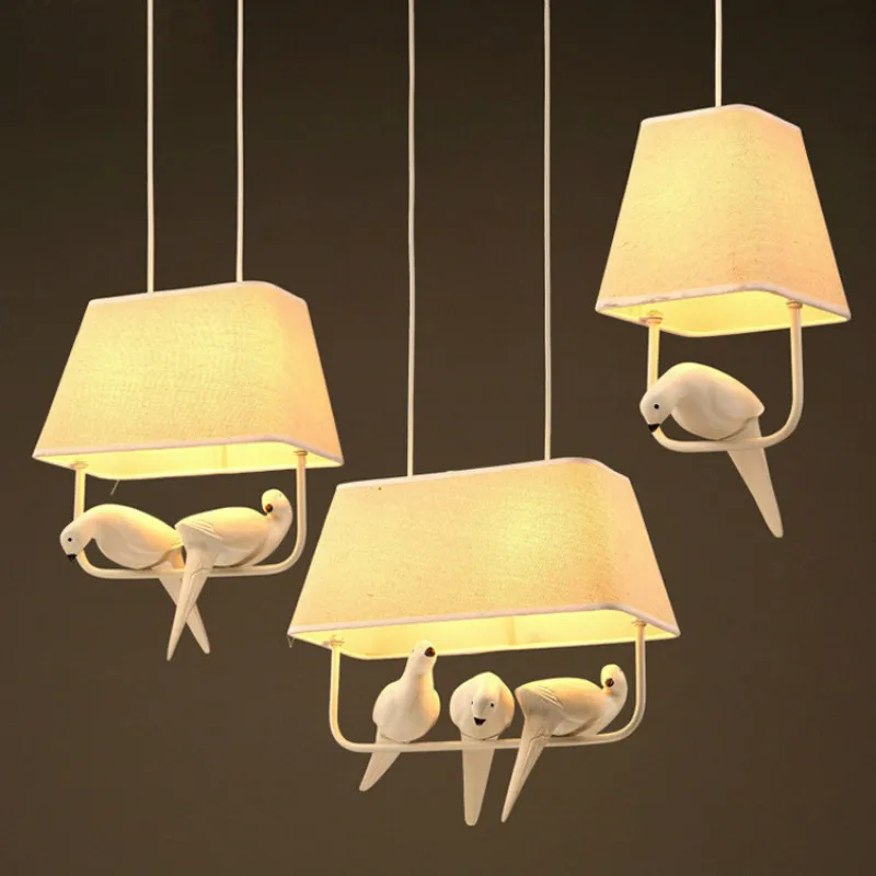 Energy Saver-Creative Cloth art bird LED pendant lights for children room restaurant kitchen decoration hanging lamp hotle lamp