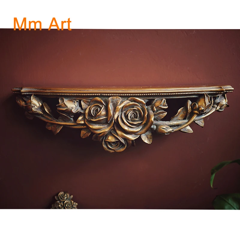 INS Style European Court Vintage Engraving Wall Storage Rack Pendant Light Luxury Wall Hanging