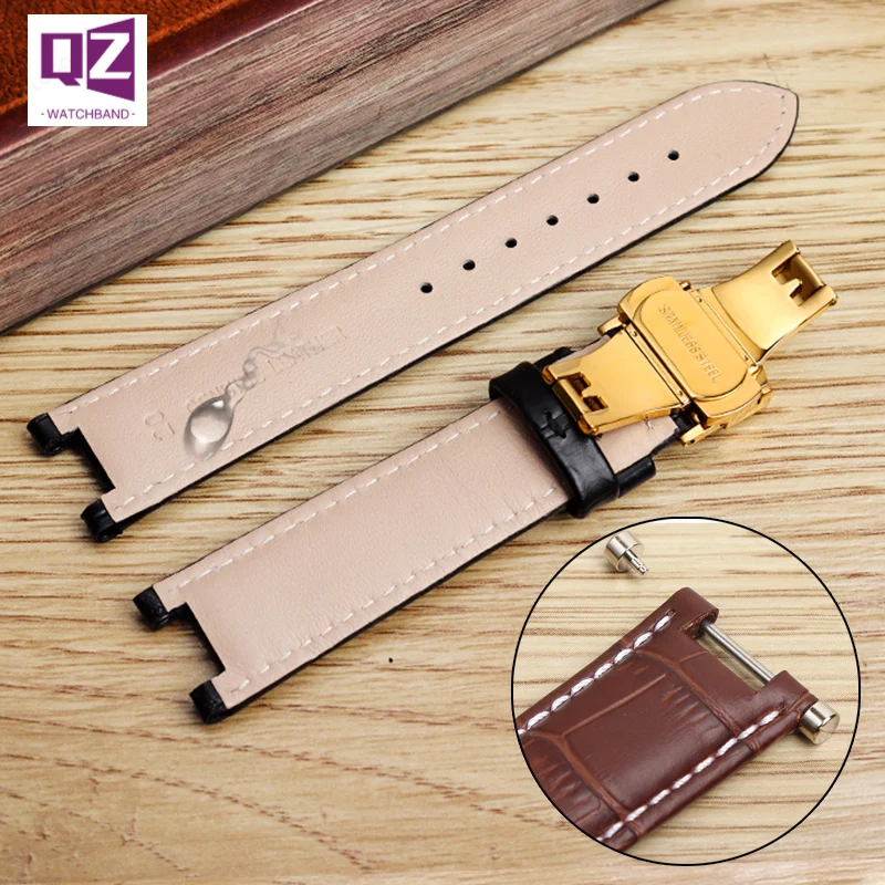 Bracelet de montre en cuir de vache pour montres GC, 22x13mm, 20x11mm, cranté, en cuir véritable, bleu