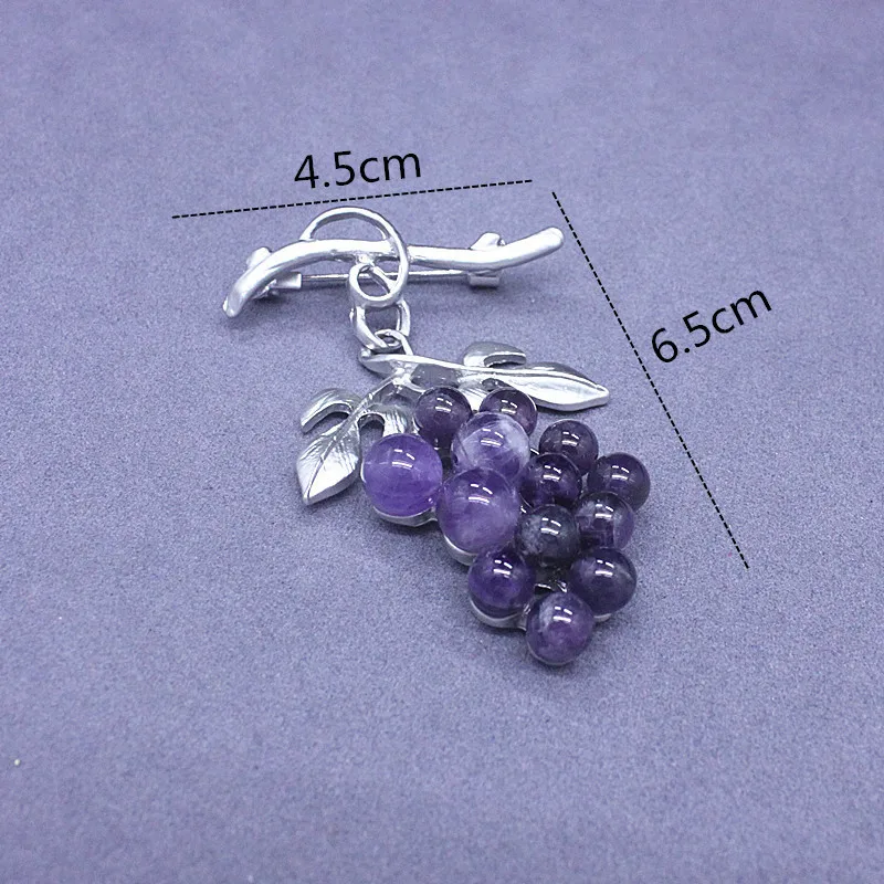 Women\'s Light Blue/Purple Grape Brooch Natural Stone Fruit Jewelry For Female Brooches Pins Wholesale