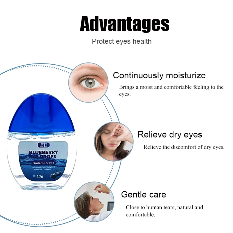 1/3pc 13G Blueberry Extract Eye Drops Relieve Visual Fatigue Blurred Vision Eye Swelling And Dryness Itching Moisturize The Eyes