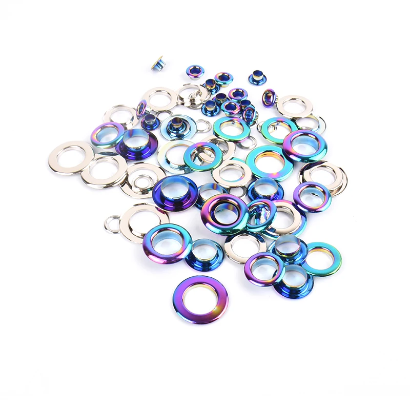 Different Sizes Rainbow Metal Eyelets For DIY Leathercraft Scrapbooking Shoes Belt Cap Bag Tags