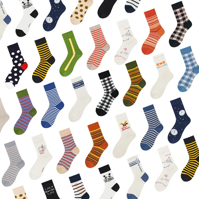 socks in the wind, summer, fall, skateboard sports socks stripe grid neutral stockings male stockings female stockings