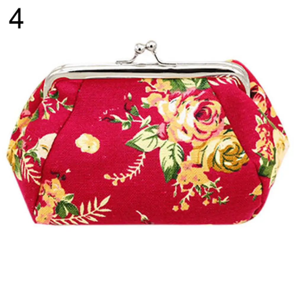 Women Wallet Flower Printed Canvas Card Holder Coin Purse Clutch Handbag Bag Wedding Party Gift Storage Bags