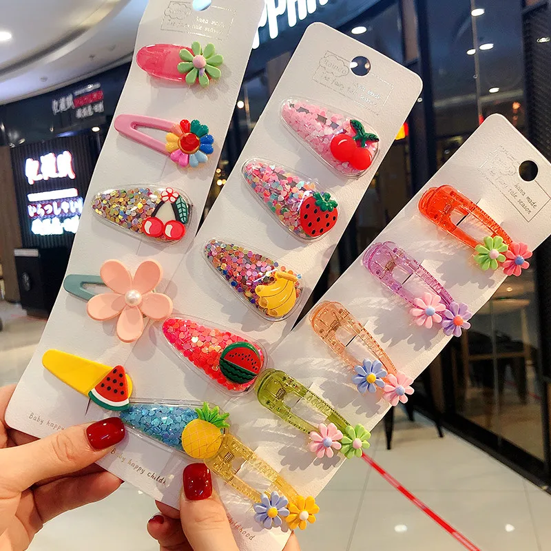 2020 Ins 1Set Girl Fruit Sequin Princess Shiny Colorful Baby Children Hair Clips Sweet Headwear Kids Hairpins Hair Accessories