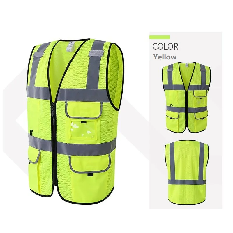 

Net Reflective Safety Vest Construction Site Traffic Riding Fluorescent Clothing Labor Protective Working Clothes EN20471