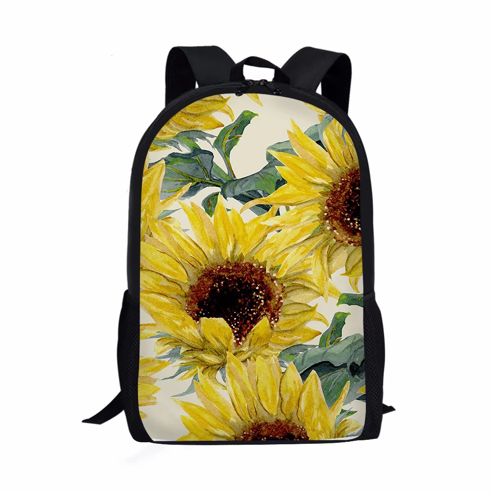 Mochila escolar con estampado para niños pequeños, mochilas escolares con diseño de girasoles, bolsas de viaje para adolescentes