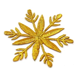 10 Pieces Iron On Snowflake Appliques Gold Embroidered Patches Cosplay Costumes Lotus Flower Trims