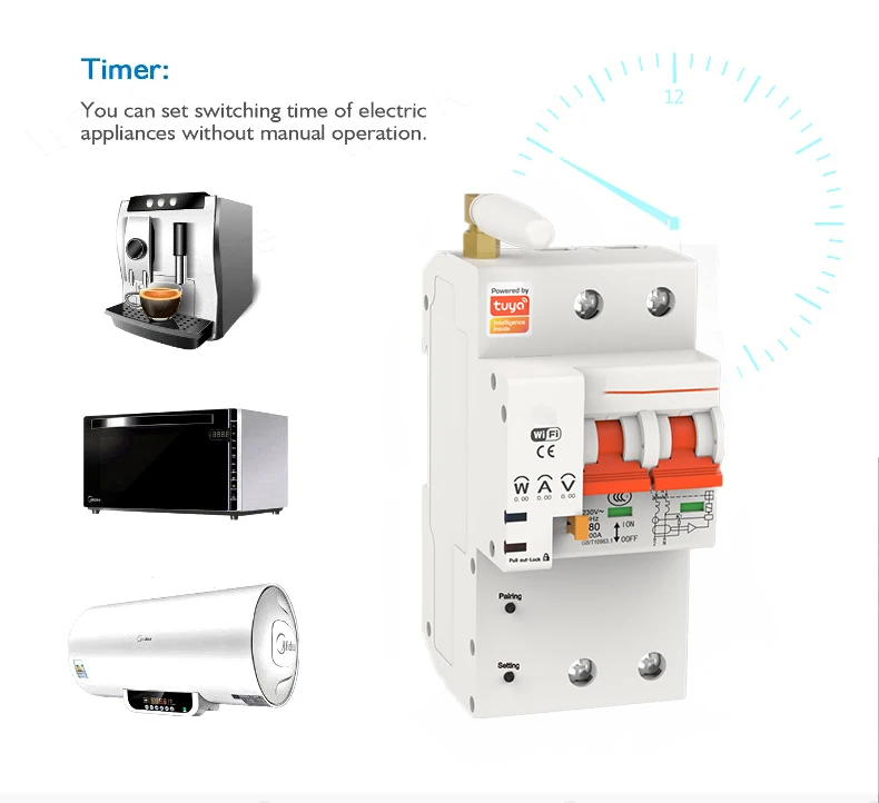 Imagem -05 - Disjuntor Wifi com Temporizador de Monitoramento de Energia Controle sem Fio Trabalhar com o Google Home Alexa 3p 16a125a