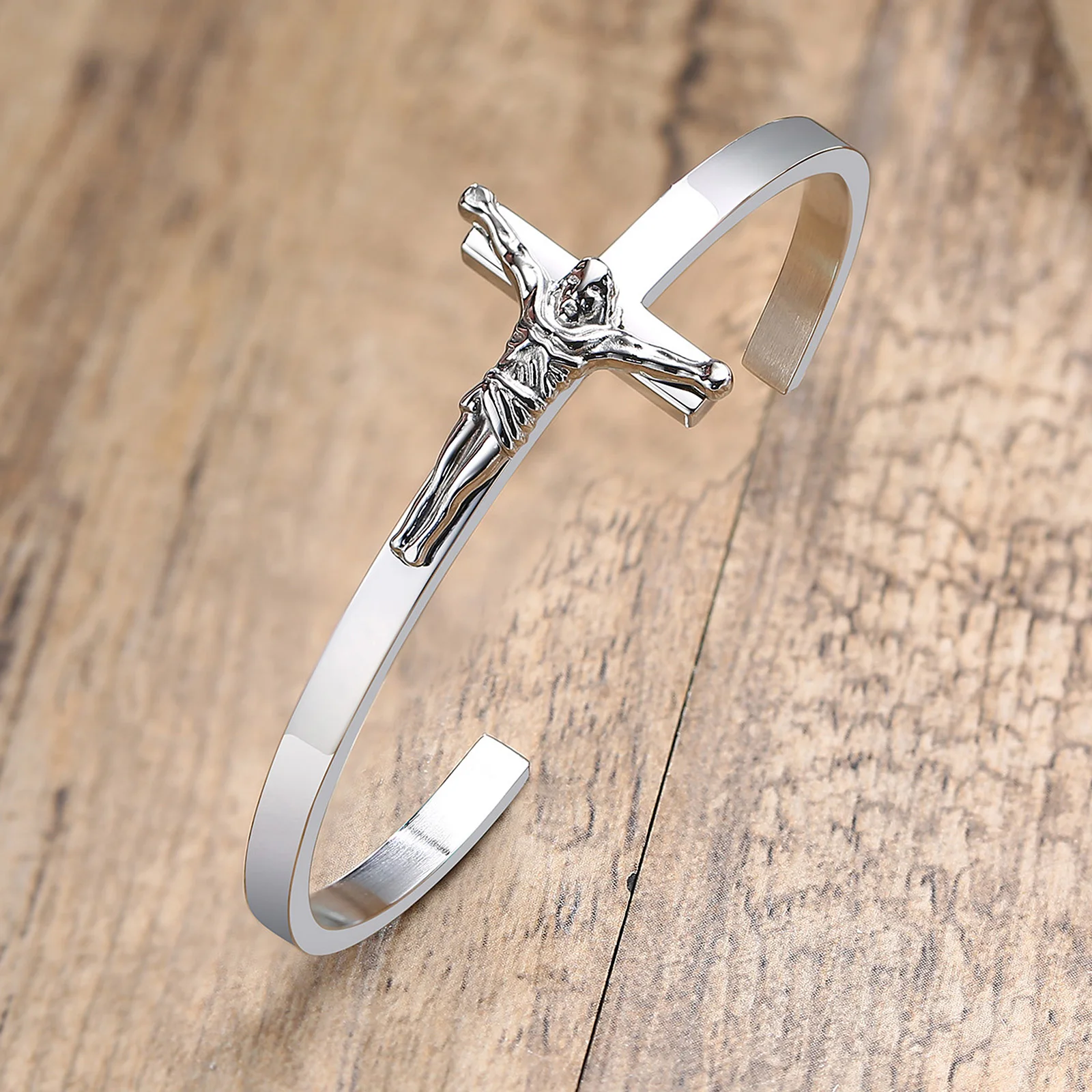 MEN CUFF BRACELET ,SIDEWAYS CROSS BRACELET,STAINLESS STEEL HOLY RELIGIOUS BRACELETS, MENS JESUS CHRISTIAN RELIGIOUS JEWELRY