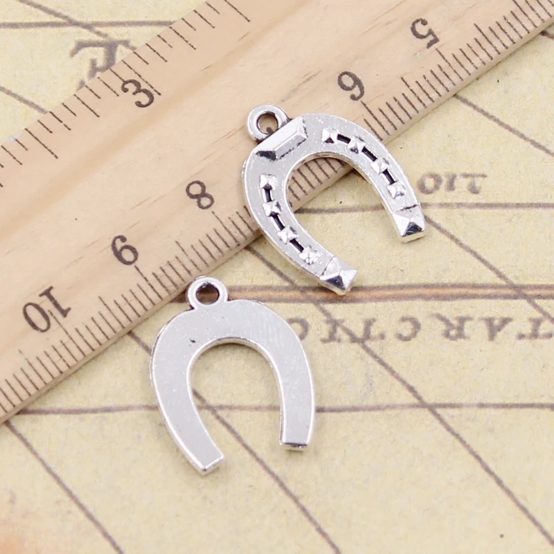 20pcs Charms lucky horseshoe good luck talisman 21x16mm Tibetan Bronze Silver Color Pendants Antique Making DIY Handmade Craft