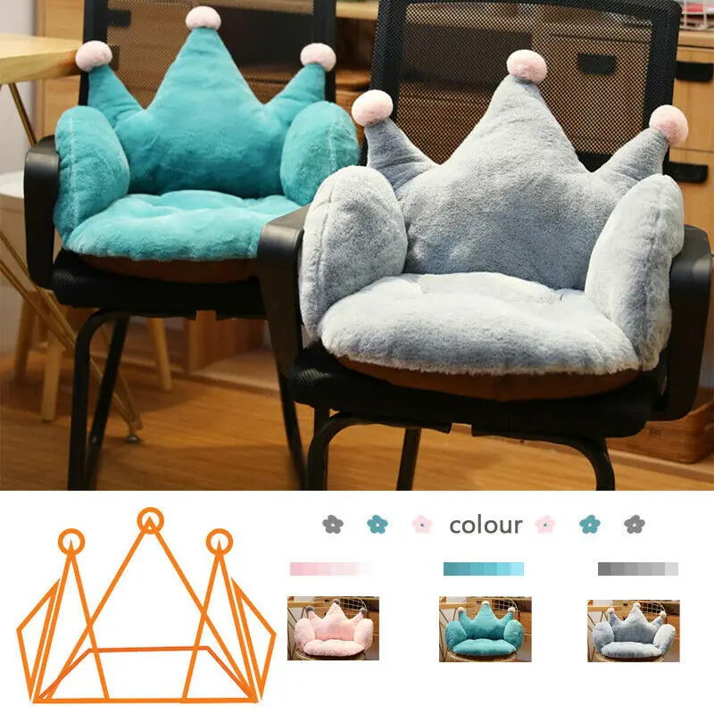 

Cartoon Crown Cushion Soft Seat Chair Waist Lumbar Pillow Waist Support Office Home Floor Winter Decor Thicken Seat Pad