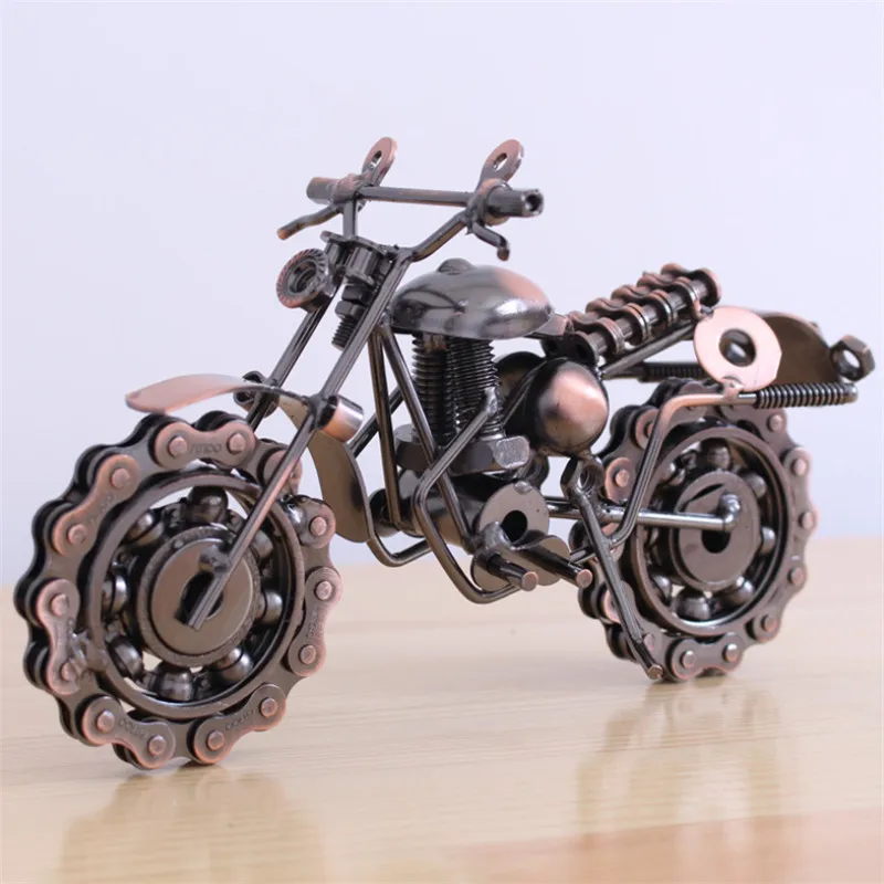 21 cm metalen retro motorfiets model motor beeldje ijzer motor prop handgemaakte jongen cadeau kind speelgoed thuiskantoor decor collectie