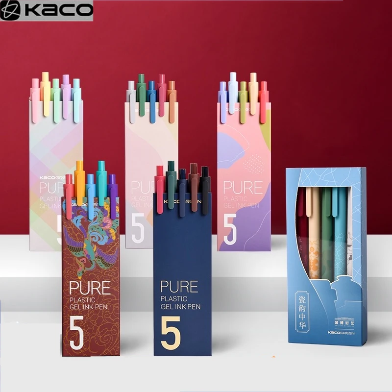 KACO-Set de bolígrafos de colores, lote de 5 bolígrafos de gel de 0.5mm con tinta de colores