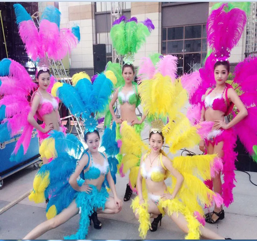 Pěvec tančit ukázat dámská sexy peří křídla kostým večírek samba cosplais slavnost karneval kostýmy peří opěradlo