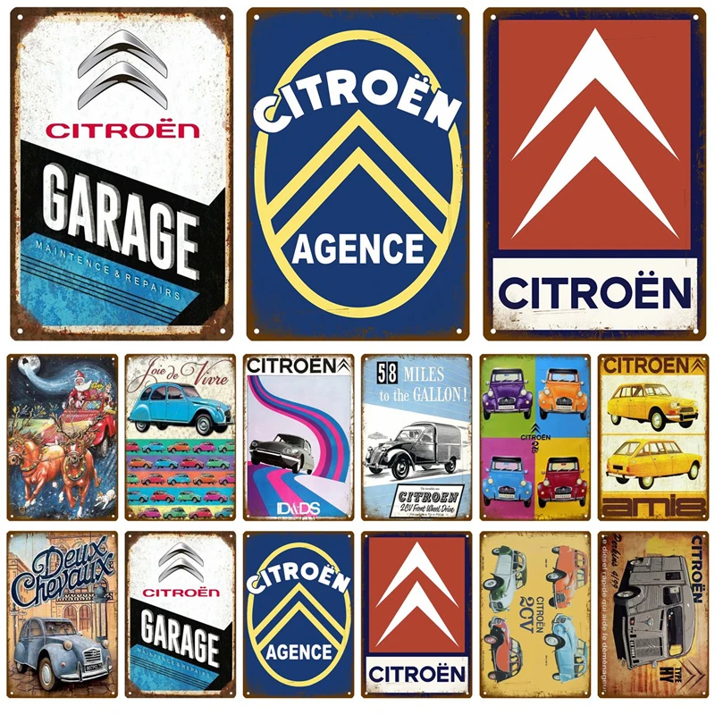 Citroen 2CV Retro Decorative House Metal Sign Plate Posters On The Wall Tin Sign Vintage Poster Decor Wall Art Room Decoration