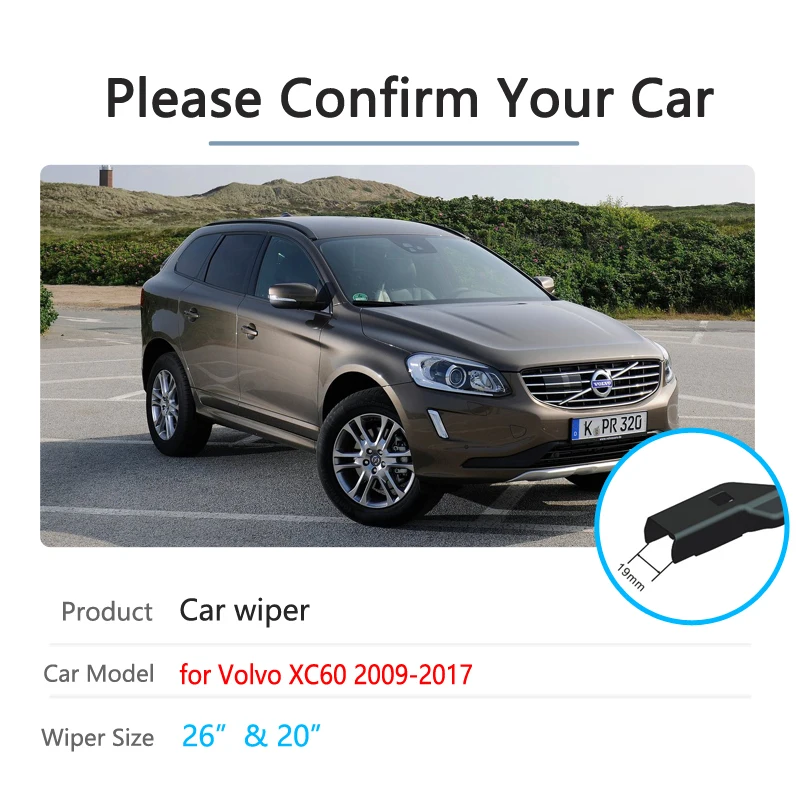 Car Wiper Blades for VOLVO XC60 2009 2010 2011 2012 2013 2014 2015 2016 2017 Coaster XC 60 Windshield Wipers Brushes Car Goods