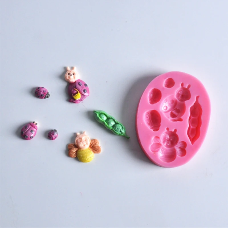 Insect Ladybug Bee Mold Fondant Cakes Decorating Tools Silicone Molds Sugarcraft Chocolate Baking Tools For Cakes Gumpaste Form