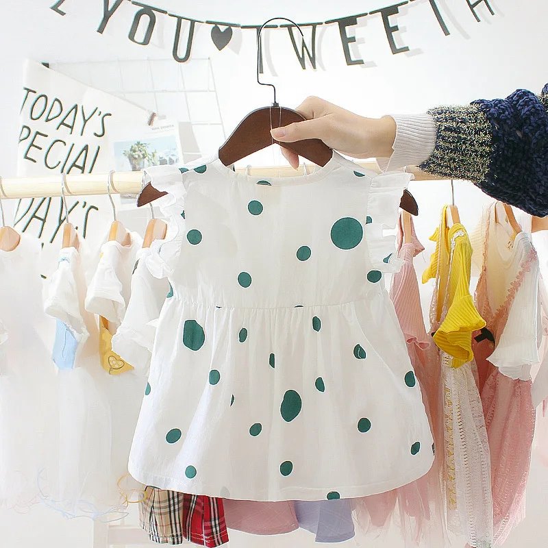 Summer Dress 2026 Baby Girls Clothes Cute Dot Printing Princess Birthday Party Dress Toddler Infant Kids Clothing Sundress 0-24M