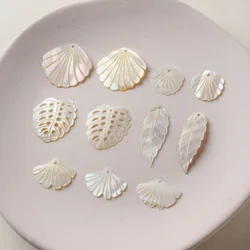 Natural shell material hollow leaf shell ginkgo leaf with hole pendant diy accessories 2pcs
