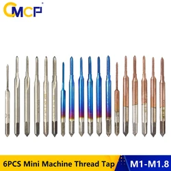 CMCP 6 stücke M1 M 1,2 M 1,4 M 1,6 M 1,7 M 1,8 Mini Maschine Gewinde Tap HSS 6542 metrische Schraube Tap Bohrer Gerade Flöte Stecker Tippen