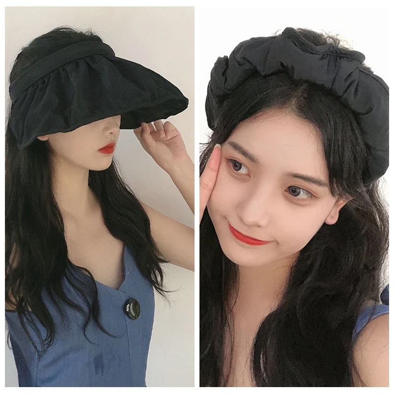 Dual Use Summer Visors Cap Foldable Wide Large Brim Sun Hat Beach Hats for Women Hair Accessories