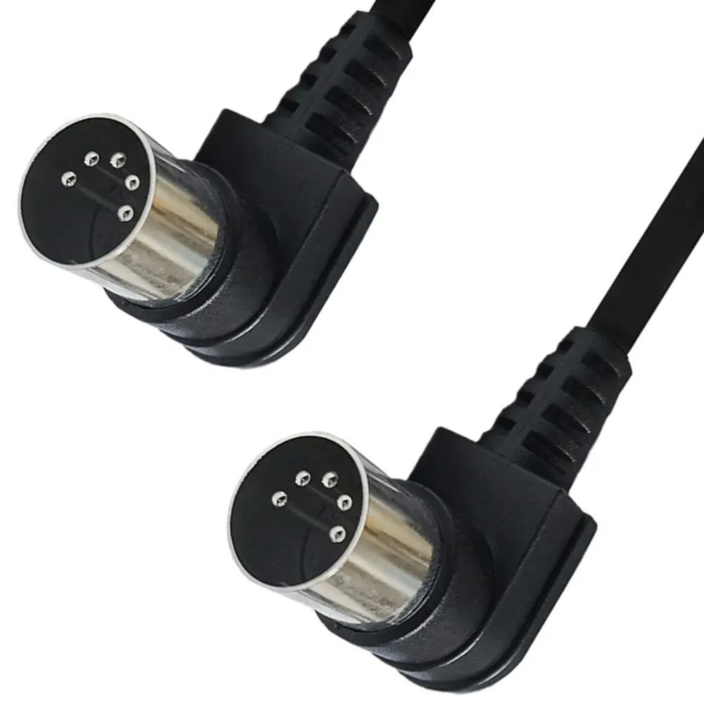 Double 90 Degree Right Angle MIDI 5 PIN Male To MIDI 5 Pin DIN Plug To 5 Pin DIN Audio Extension Male Din-5pin M/M Cable Adapter