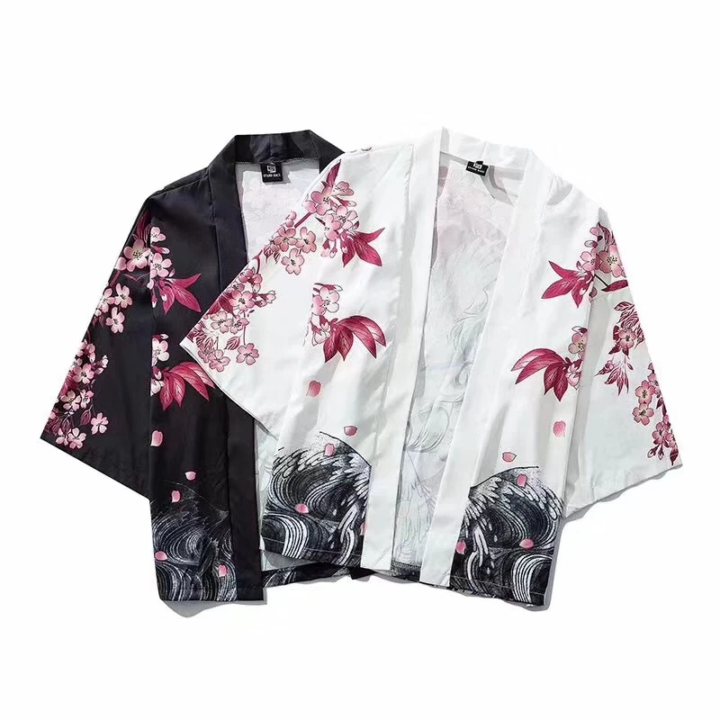 

New loose Japanese Fashion Style Kimono for Adult Traditional Haori Clothing Print Chinese Dragon Thin Samurai Men Women Robes