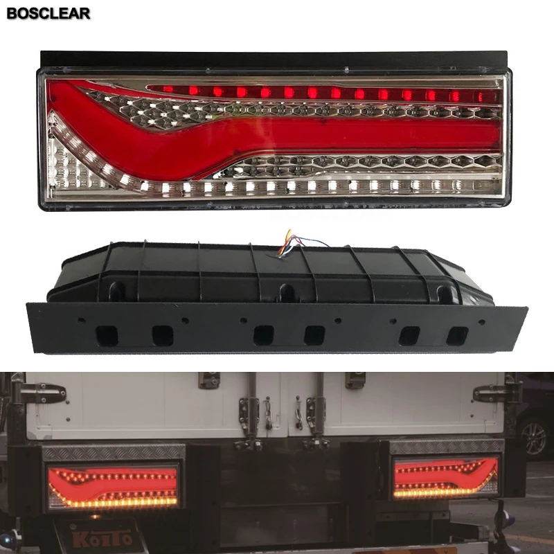 

2X LED Tail Lights Lamp Brake Stop Turn Sequential Flowing Signal Warning Light For Isuzu Mitsubishi UD hino lorry Truck Trailer