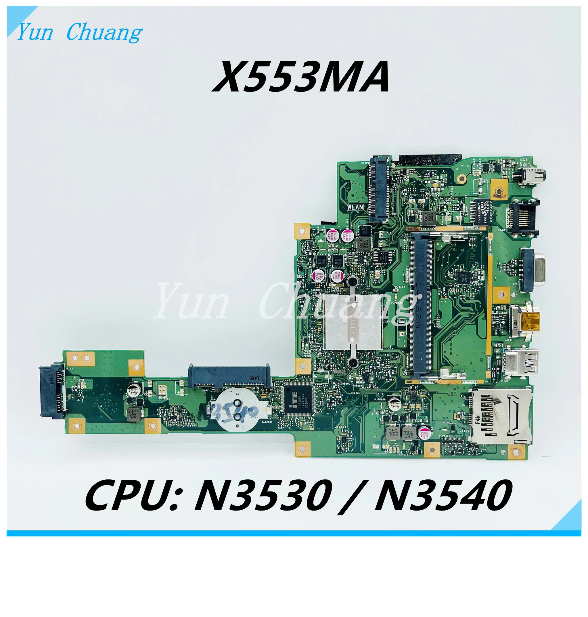 laptop motherboard mainboard para asus x553ma x553m f553m com n3540 n3530 cpu ddr3l 100 de trabalho x553ma f553ma 01