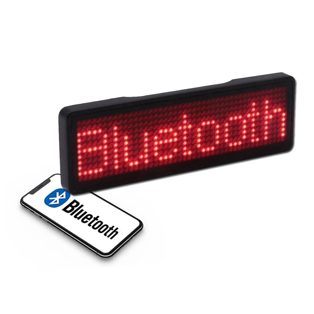 

2021 New Bluetooth Advertising LED Name Badge Flashing Programmable Rechargeable Mini LED Display Sign Tag For Restaurant