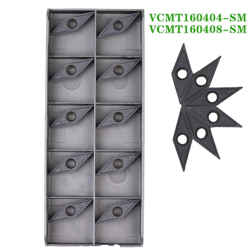 10pcs VCMT160408 VCMT160404 SM IC907 IC908 Carbide Inserts CNC Lathe Metal Cutter Turning Tools VCMT 160404 160408 Blades