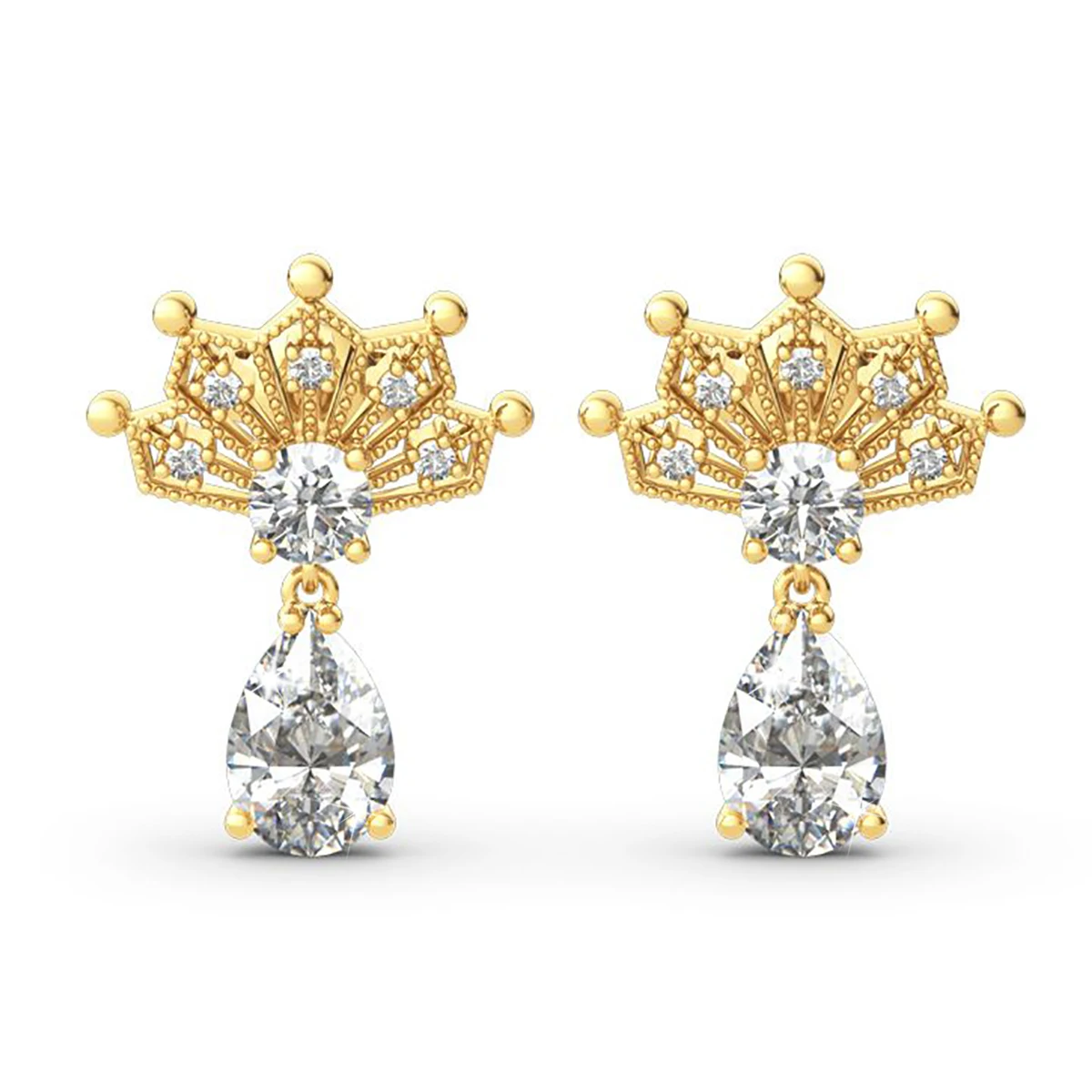 

Szjinao Luxury Crown 1.25ct Tear Cut Total 3.3ct Moissanite Diamond Earrings Studs Women Solid Silver 925 Gold Plated Jewelry US