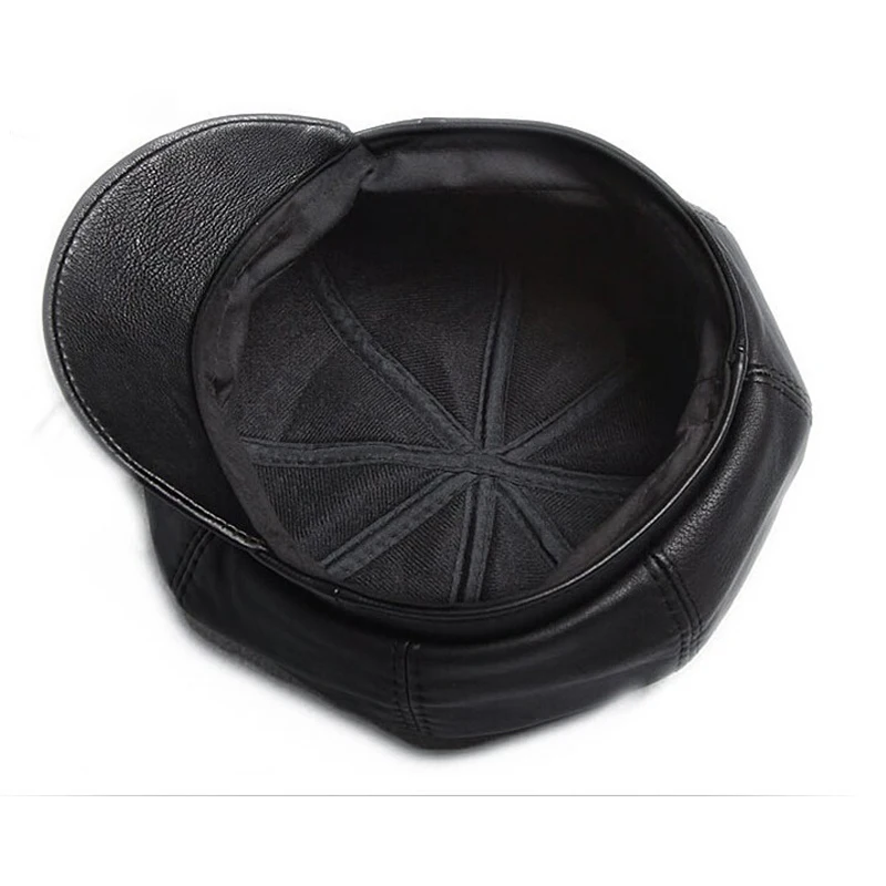 2024 Autumn/Winter Genuine Leather Cap Unisex Stylish Fashion Outdoors Keep Warm Hat Casual Black Driving Hat Pumpkin Cap