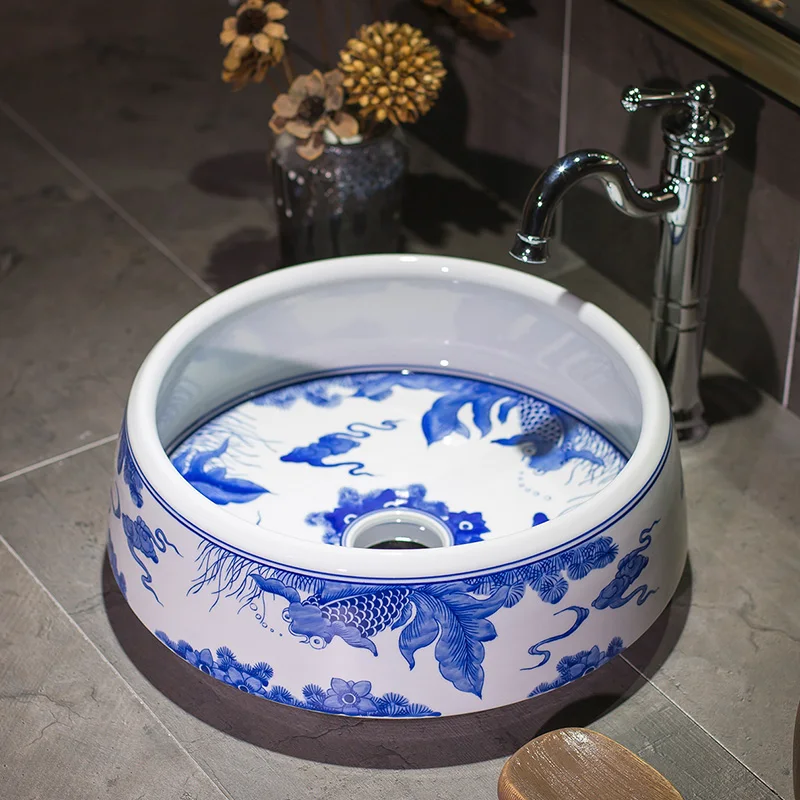 

Chinese style wash basin fine ceramics bathroom wash basin bathroom sink ceramic wash basin