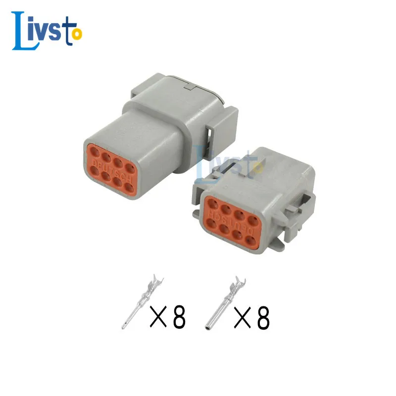 10 Set 8Pin Way Deutsch DTM Waterproof Connector With Pins Automotive Connector Auto Connector DTM04-8P DTM06-8S